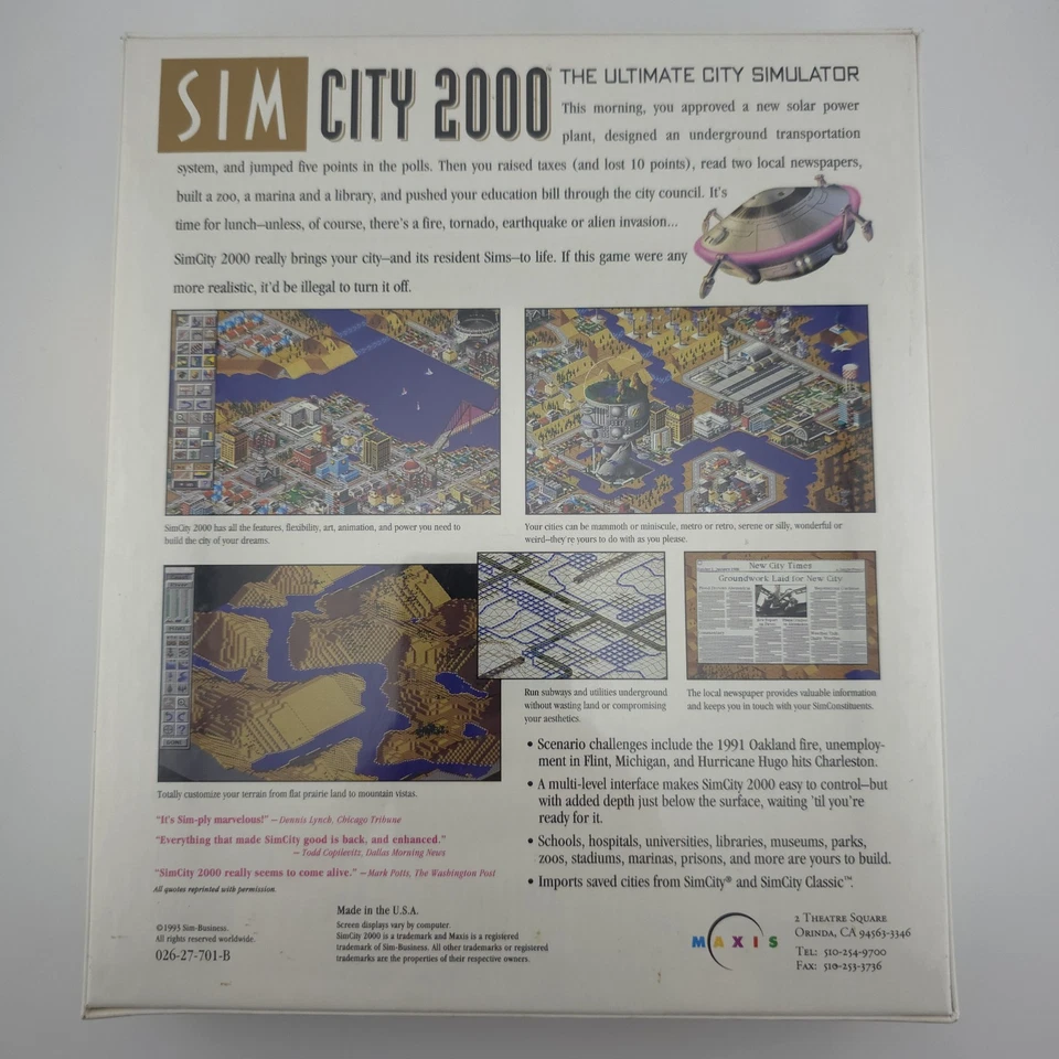 SimCity 2000: The Ultimate City Simulator, 1993, Big Box, New & Sealed - Image 3 of 4