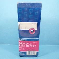 Lot of 5 Adams Money/Rent Receipt Books 3 Part Carbonless Numbered TC2701