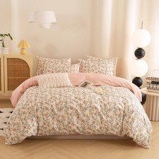 ECOCOTT Reversible Floral Duvet Cover King Size   3 Piece 100 Washed Cott