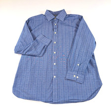 Men's Michael Kors Blue Plaid Button Up Long Sleeve Shirt Sz 16.5 32/33 Large