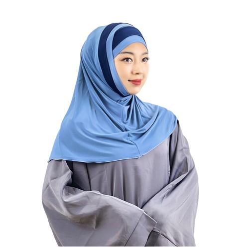 Two Pieces Amira Muslim Women Headscarf Shawl Scarf Hijab Wrap Headwear Islamic - Picture 7 of 61