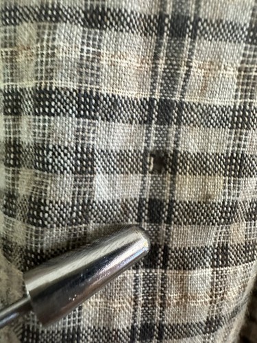 1920s Plaid Cotton Waist Back Chore Dress Farm Workwear MOP Buttons Lace VTG - Picture 20 of 24