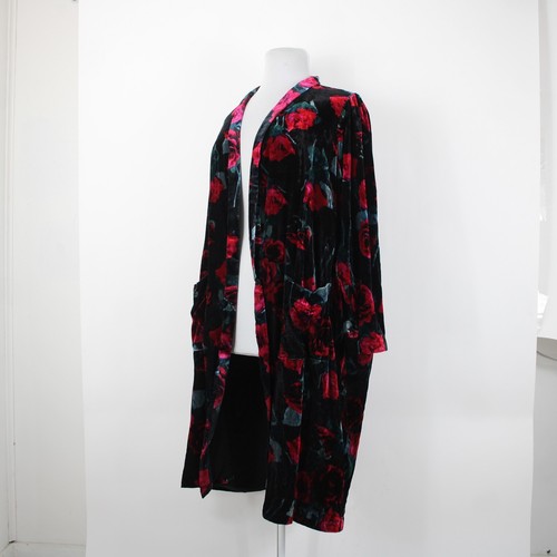 Torrid NEW $120 Sz 4 Black Pink Floral Velour Pockets VIscose Nylon Wrap Sweater - Picture 8 of 20