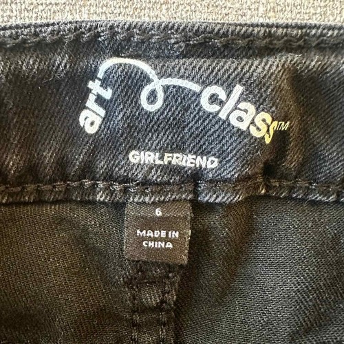 Art Class Black Distressed Girlfriend Jeans Size 6 - Picture 8 of 9