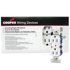 Duplex Receptacle, 2 -Pole, 15 A, 125 V, Push-in, Side Wiring, NEMA: 5-15R, Whit
