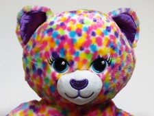 Build-A-Bear Plush 16" Colorful Rainbow Confetti Cat Soft Stuffed Kitty Nice