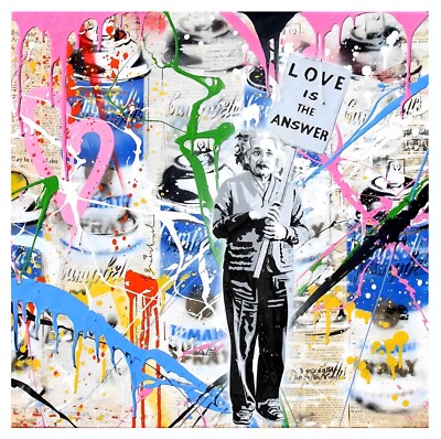 Replik Mr Brainwash ''Einstein Love is The Answer'' 50x50cm Format Druck