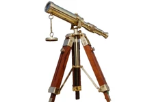 Marine Scope Nautical Design Brass Spyglass Telescope With Wooden Tripod