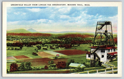 Postcard~ Greenfield Valley From Longue Vue Observatory~ Mohawk Trail, MA