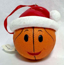 Hallmark Llc. 3  Resin Basketball Christmas Ornament w/Santa Hat