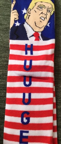 Men’s TRUMP Novelty Crew Socks “HUUUGE” Patriotic Red, White, Blue PARQUET BRAND - Picture 5 of 6