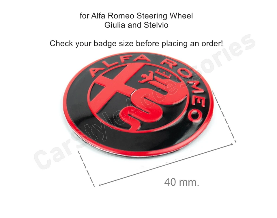 Alfa Romeo Red Badge 147 156 166 GT 155 146 Steering Wheel Replacement Emblem - Image 2 of 4