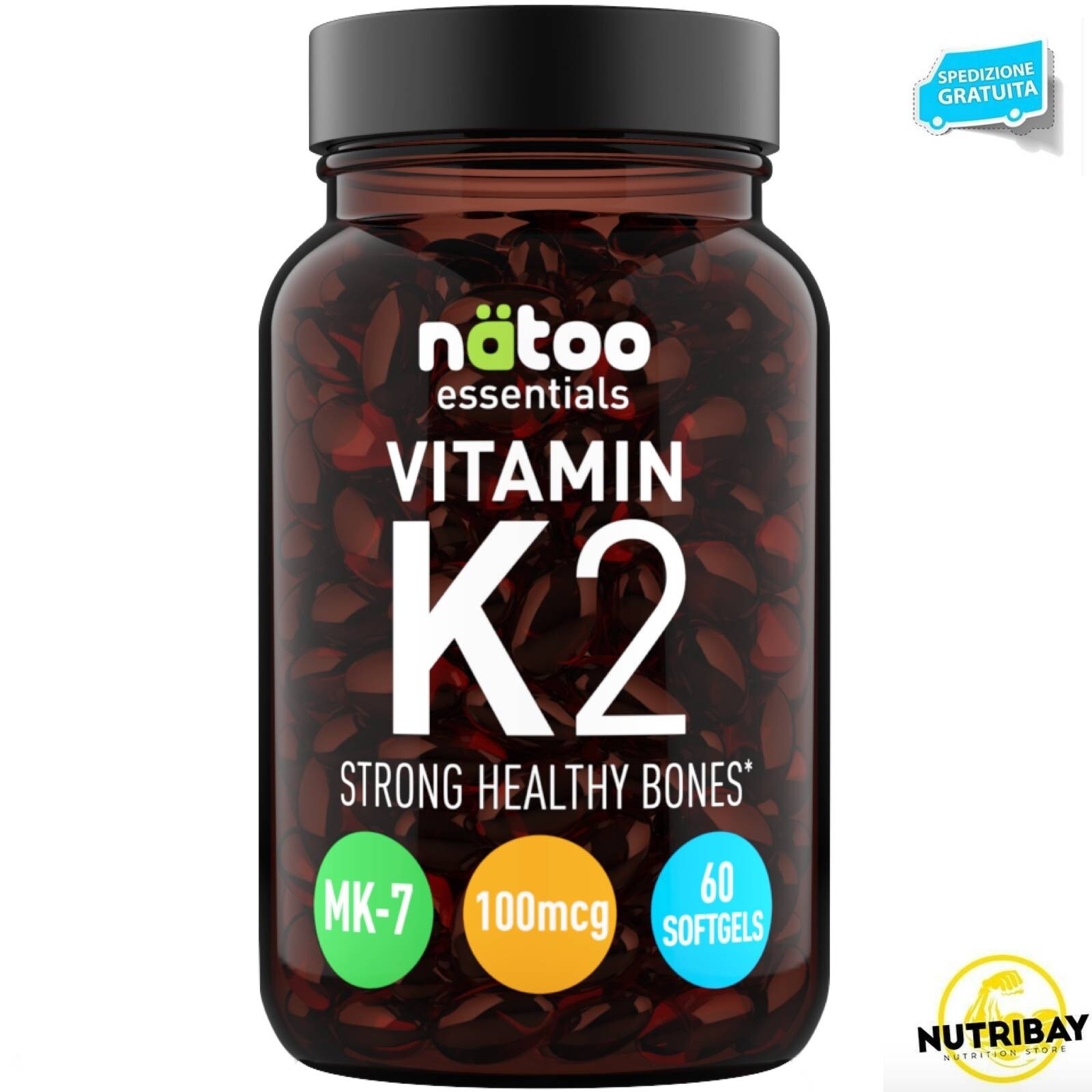 NATOO ESSENTIALS VITAMIN K2 - 60 softgels VITAMINA K2 ALTO DOSAGGIO