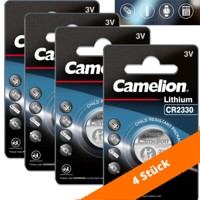 4 x CR 2330 3V Lithium Batterie 2330 Knopfzelle 260mAh ø23 x 3,0mm von Camelion