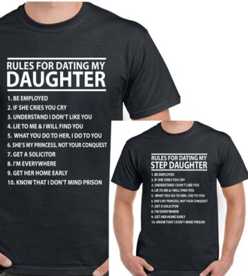 Lustiges Herren T-Shirt Stieftochter Regeln für Dating Mein Vatertag Papa Geschenk