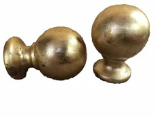 Vintage  Wood Bed Post Finials Gold  Tops Balls Mid Century Modern MCM