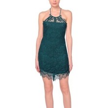 Free People Intimately Womans Macrame Mini Dress in Deep Jade Size XS