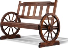 Gardeon Wooden Wagon Wheel Bench Rustic Outdoor Patio Furniture, 2-Person Seater