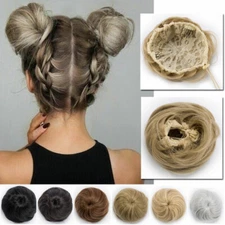 Real Natural Adjustable Bun Hair Extension Hair Piece Bun Pony Tail Scrunchie US