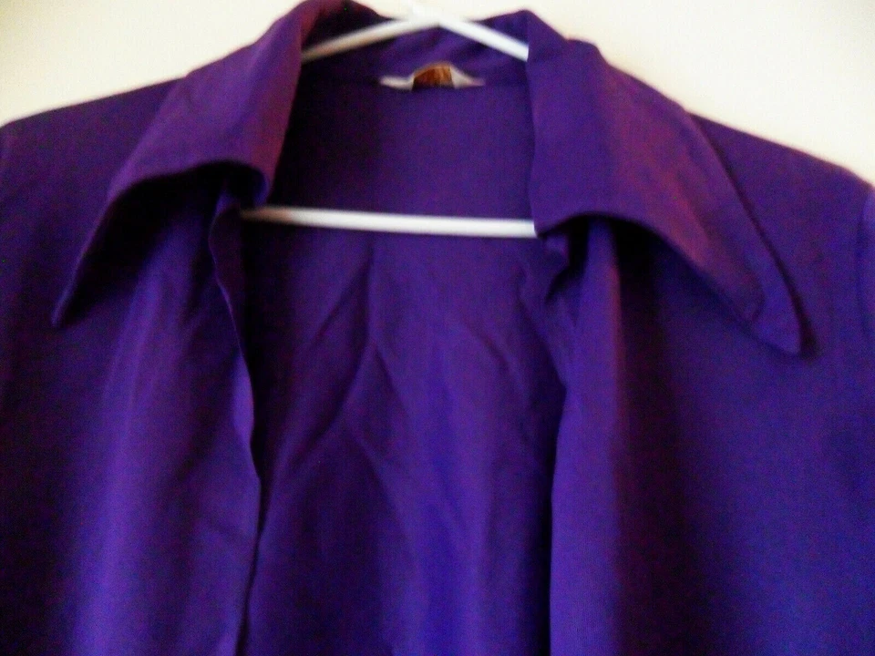 BLUSA Top Camisa Chaqueta Vintage Años 70 Ship' n Shore Edición Limitada Púrpura, Pequeña Foto 2 de 4