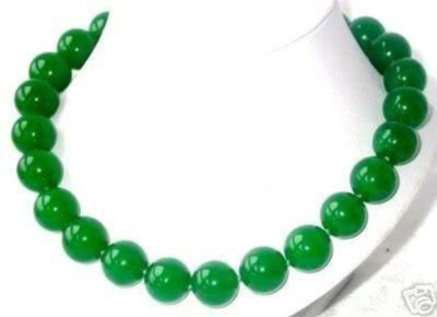 4 Perles Boules En Pierre Jade Vert Impérial émeraude - 14mm, Neuves