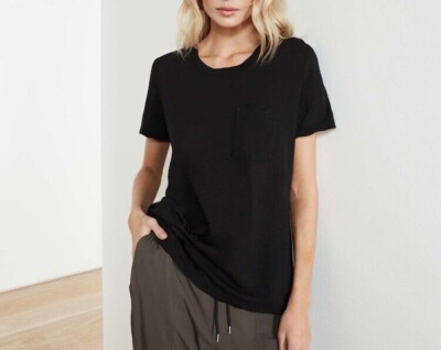James Perse Women's Black Pocket Jersey short sleeve T-shirt
