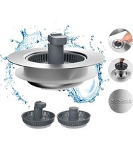 Hibbent Upgraded 3 in 1 Kitchen Sink Drain Strainer and Stopper Combo, TWO PACK