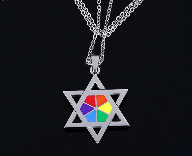 Rainbow star of david necklace discount