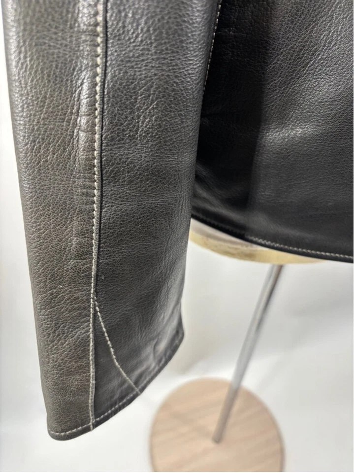 Men's Vertical Leather Jacket, Black, Size M - Image 3 of 4