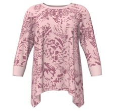 NWT LuLaRoe Cozy Kate 3/4 Sleeve Shirt Size XS (2-4) Pink Print Sharkbite Hem