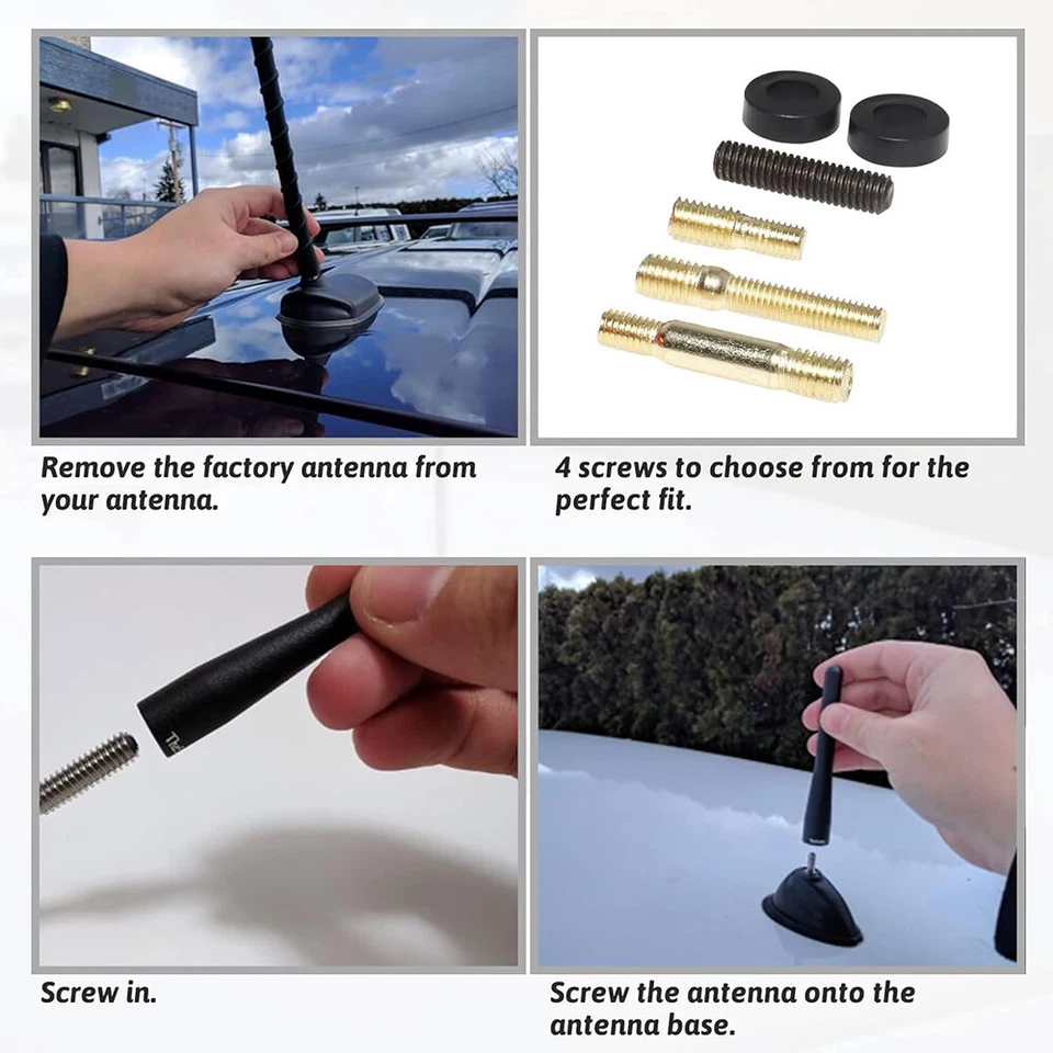 For Nissan Sentra 4.7" Carbon Fiber AM/FM Radio Mast Antenna Bee Sting Aerial - Image 2 of 4