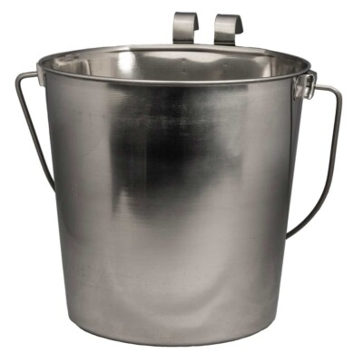 #ad Dog Animal Pet Flat Sided Hanging Feeding Water Pails Stainless Steel Hook On $74.89