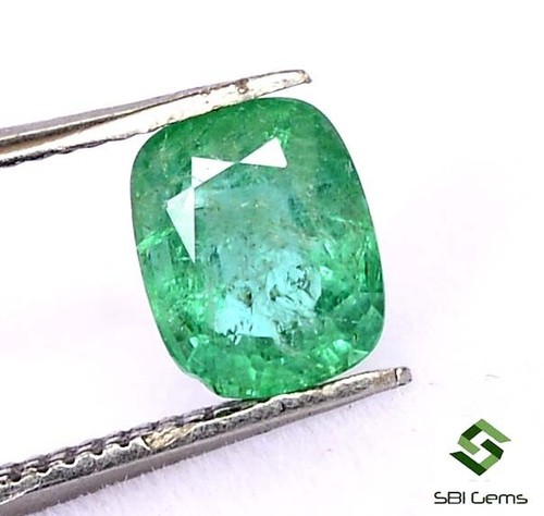 6.50x5.25 mm Certified Natural Emerald Cushion Cut 0.92 CTS Untreated Loose Gems - Picture 3 of 5