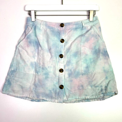 American eagle button front a line short skit tie dye pink blue size medium