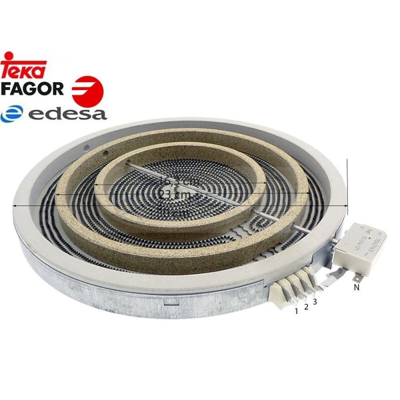 RESISTENCIA VITROCERAMICA EDESA, FAGOR C69D008A7 DIAMETRO EXTERIOR: 300mm 607020