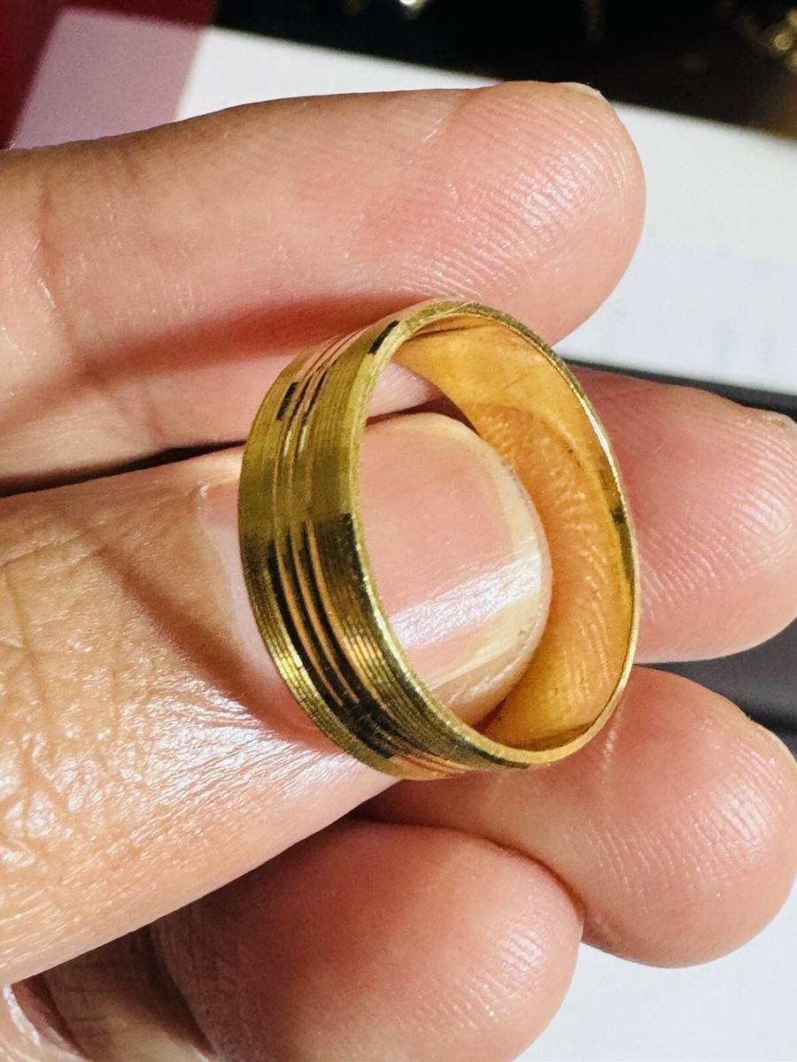 Solid 18K 750 Wedding Band Saudi Dubai UAE Real Gold Band Ring