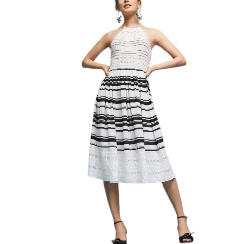knee length dresses for ladies Tracy Black Pleated Midi Current Air Dress M