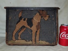 ANTIGUO HOGAR PRIMITIVO FOX TERRIER PERRO PUNTA DE AGUJA TEXTIL MADERA PUERTA TOPE DE PUERTA EE. UU.
