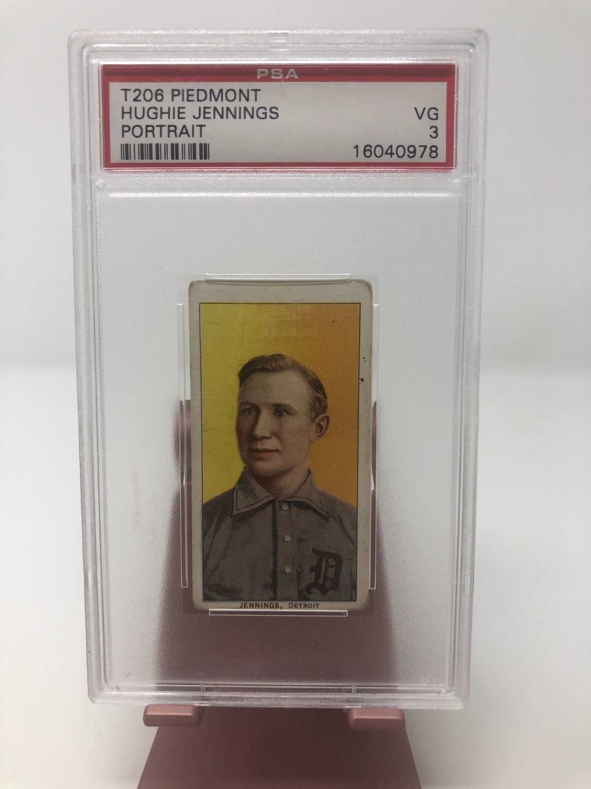 1909 T206 PIEDMONT HUGHIE JENNINGS DETROIT TIGERS PORTRAIT PSA VG 3