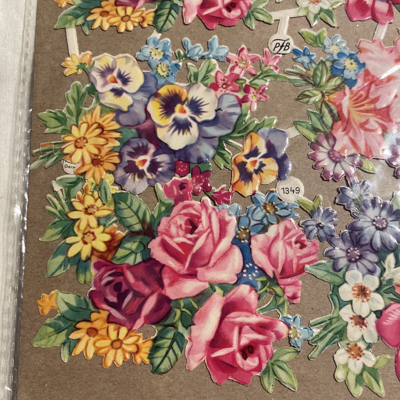 Vintage Embossed Die Cut Victorian Paper Flowers Roses No. 1349 PLB