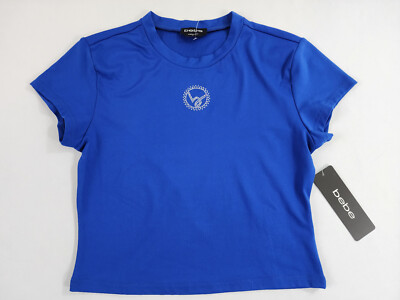 BEBE Damen T-Shirt 5CTC1470BB Blue Surf The Web S 59 $
