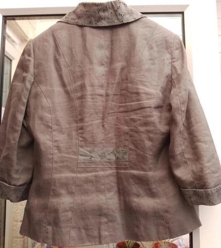 Womens floral patterned lined linen brown jacket by Per Una size 10,detailed - Picture 2 of 6