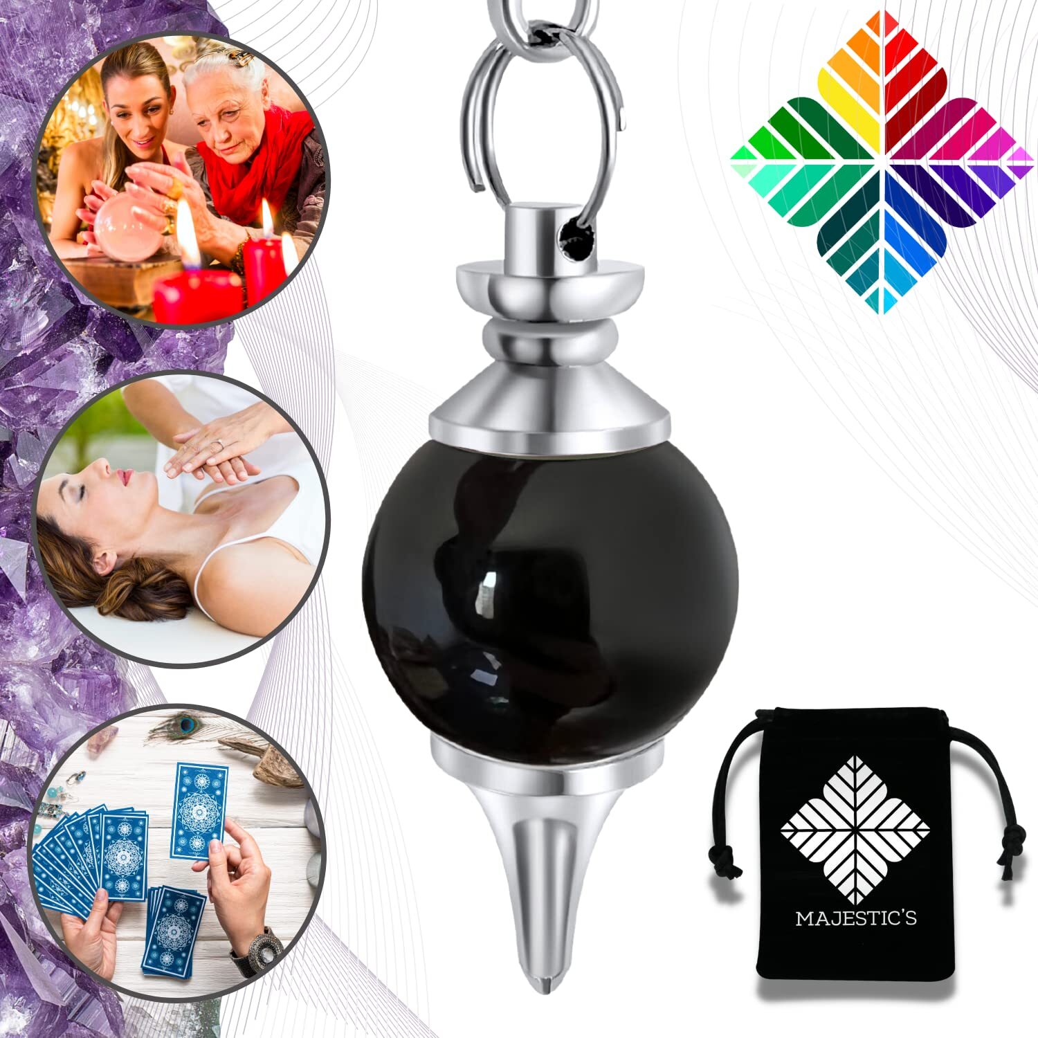 Pendolo Esoterico di Radiestesia Onice Nero, Pendolino Radioestesia (x0b)