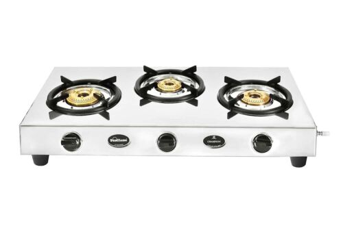 Sunflame Champion 3Burner Gas Stove Stainless Steel Body Manual Ignition Cooktop - Afbeelding 1 van 8