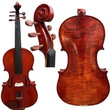 Hand made 5 string Viola 18", Big resonant sound,Flames maple wood Viola 15986