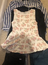 2x Elegant Flared, Patterned, Sleeveless Tops Uk 10 - 12