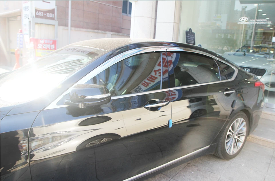 Visera de ventana cromada protector de ventilación para sol lluvia D609 para Hyundai Genesis G80 2015~2016 Foto 4 de 4