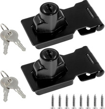 2 Pack 2.5 Inch Hasp Locks with Keys, Flat Black Stainless Steel Latch, Twist