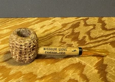 Vintage Buescher's USA Corn Cob Pipe Missouri Lions Chicago 1950 Unused