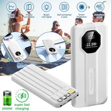 4 in 1 20000mAh Power Bank Built-In USB-C 4 Cable PD 22.5W Output Fast Charging